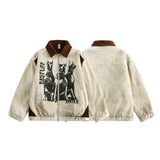Unisex Baseball Jersey Vintage Doberman Print Lapel Baseball Uniform