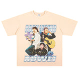 Rock Star T Shirt Chinese Singer Xu Wei Commemorative Edition Printed Loose Retro T-shirt