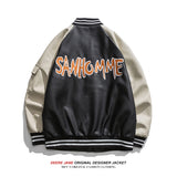 Men's Baseball Jacket Men's Loose Casual Vintage Leather Coat Cotton-Padded Jacket