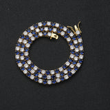 Zircon necklace blue and white zircon tennis chain