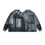 Unisex Baseball Jersey Washed Old Denim Jacket Casual Lapel Jacket