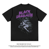 Rock Band T Shirt Washed Short Sleeve T-shirt round Neck