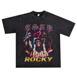 Rock Star T Shirt Street Washed Distressed T-shirt Short Sleeve Loose