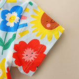 Girl Dress Children's Skirt Summer Dress Knitted Cotton Cartoon round Neck Princess Dress