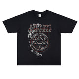 Rock Star T Shirt Himle Team Short Sleeve T-shirt round Neck Loose Cotton Men and Women