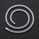Zircon necklace glossy spring buckle rectangular zirconium single row tennis chain