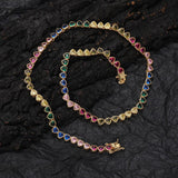 Zircon necklace colorful heart-shaped tennis chain