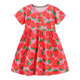 Girl Dress Summer Girls' Dress Style Knitted Cotton Short Sleeve Cute Print