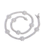 Zircon necklace flower-shaped zircon single row chain