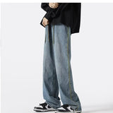 Unisex Jeans Wide Leg Pants Washed Straight