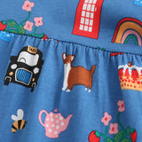 Girl Dress Girls' Summer Knitted Cotton Cartoon Printed Princess Dress Cute Fashion