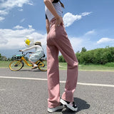 Unisex Jeans Dirty Pink Jeans Wide Legs High Waist
