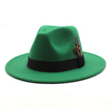 Walter White Hats Fashion Couple Feather Woolen Top Hat Flat Brim Big Brim Jazz Hat