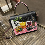 Chh Chrome Heart Leather Bag Las Vegas Themed Embroidered Tote
