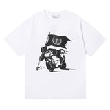 Trapstar T Shirts Trapstar Ghost Rider Flag Print Casual Short Sleeve T-Shirt