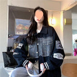 Unisex Baseball Jersey Fall Retro Denim Jacket