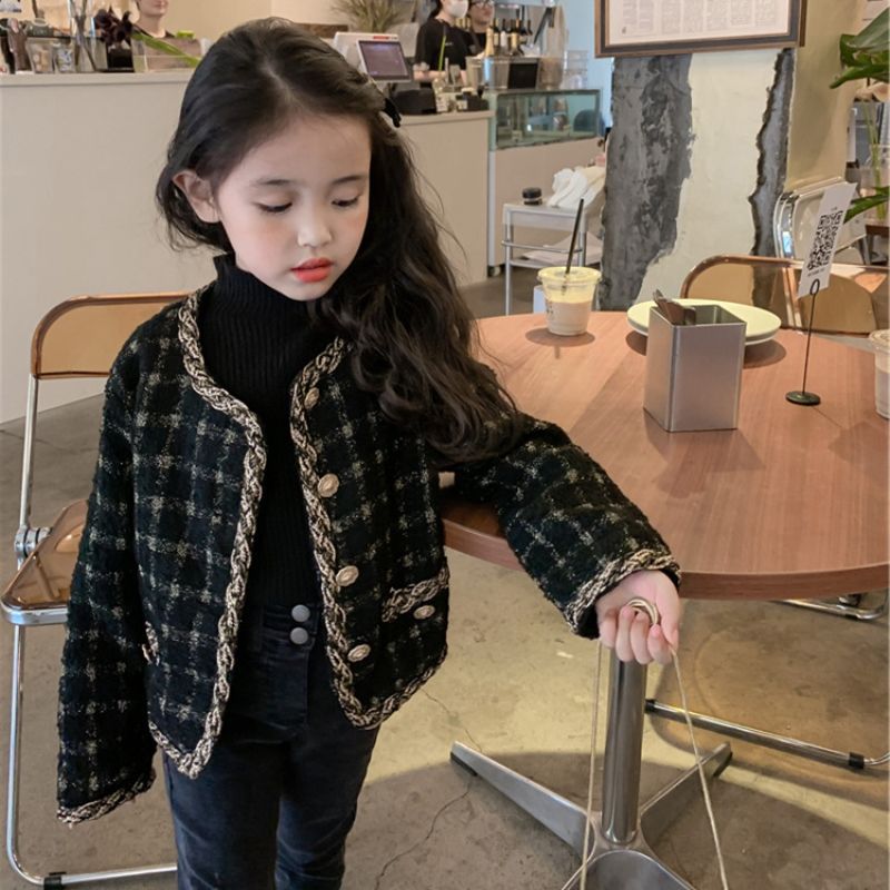 Girl Jacket Girls' Coat Plaid Classic Style