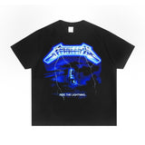 Rock Star T Shirt Metallica Rock Washed Distressed T-shirt Loose Street Men and Women