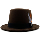 Walter White Hats Woolen British Gentleman Flat-Top Cap Magician Hat Wool Top Hat