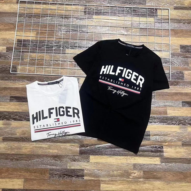Tommy T Shirts Tommy Stitching Printing Couple's round Neck Short Sleeve T-shirt