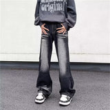 Unisex Jeans retro gradual change jeans flared pants loose casual trousers