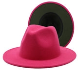 Walter White Fedora Woolen Hat Double-Sided Color Matching Felt Cap Flat Brim Fedora Hat
