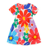 Girl Dress Summer Cartoon Printed Princess Dress Pullover round Neck