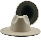 Walter White Fedora Woolen Hat Double-Sided Color Matching Felt Cap Flat Brim Fedora Hat