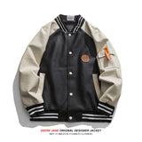Men's Baseball Jacket Men's Loose Casual Vintage Leather Coat Cotton-Padded Jacket