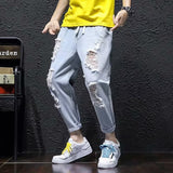Unisex Jeans Summer Ripped Jeans Loose Straight Casual Pants