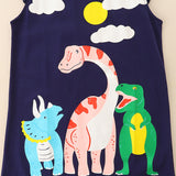 Girl Dress Children's Summer Clothing Skirt Knitted Cotton Girl Vest Dress Cartoon Fashion round Neck