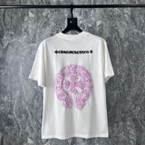 CHH Chrome Heart T Shirts Pink Sanskrit Leather Short Sleeve T-Shirt