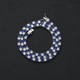 Zircon necklace blue and white zircon tennis chain