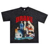 Rock Star T Shirt Drake Hip Hop Print Cotton T-shirt Short Sleeve Men and Women Loose