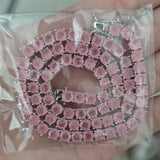 Zircon necklace synthetic colored treasure tennis chain