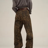 Unisex Jeans Vintage Leopard Jeans Loose Wide Leg Pants