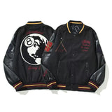 Unisex Baseball Jersey Jacket Hip Hop Embroidered PU Jacket