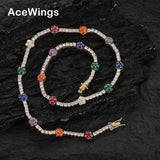 Zircon necklace colorful small flower-shaped zircon single row chain
