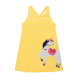 Girl Dress Children's Summer Clothing Princess Dress Cartoon Embroidered Vest Dress Knitted Cotton Girl