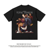 Hip Hop Rapper T Shirt Distressed Printed Short Sleeve T-shirt Loose