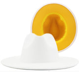 Walter White Fedora Woolen Hat Double-Sided Color Matching Felt Cap Flat Brim Fedora Hat
