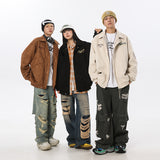 Unisex Baseball Jersey Flight Jacket Fall Loose Lapel Jacket