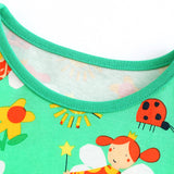 Girl Dress Girls' Summer Knitted Cartoon Printed Princess Dress round Neck