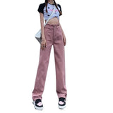 Unisex Jeans Dirty Pink Jeans Wide Legs High Waist