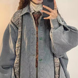 Unisex Baseball Jersey Vintage Denim Jacket