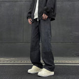 Unisex Jeans Vintage Black Jeans Loose Wide Leg Straight Pants Overalls