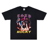 Rock Star T Shirt Street Washed Distressed T-shirt Short Sleeve Loose