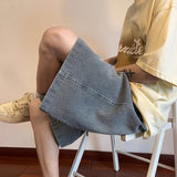Unisex Jeans Star Pattern Denim Shorts Loose Straight