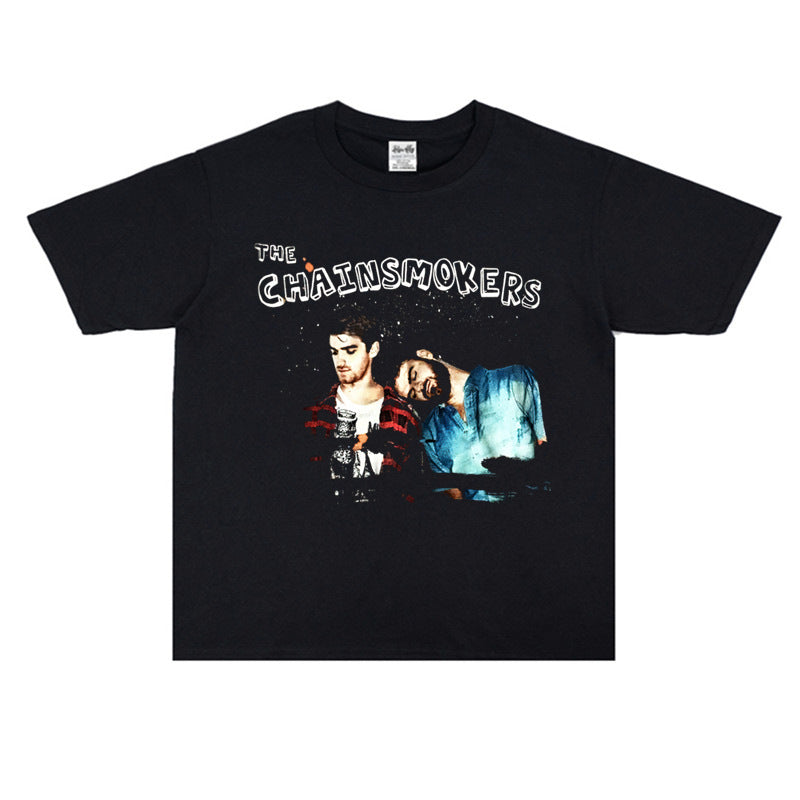 Rock Star T Shirt the Band Printed T-shirt Loose Men's and Women's Cotton Short Sleeve