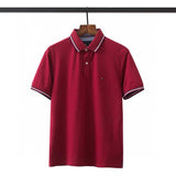 Tommy T Shirts Tommy Cotton Collar Men's Slim-Fit Short-Sleeved Color Collar Polo Shirt